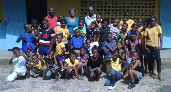 Safi, Halleem and Kofi with the Mount James All Age School "AIR YOUR SCHOOL" Cast. photo by... Karin Wilson